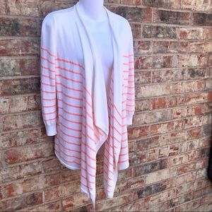 {ANN TAYLOR} SzMed Drape Front Stripe Cardigan